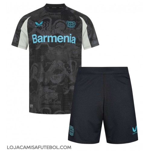 Camisa de Futebol Bayer Leverkusen Equipamento Alternativo Infantil 2024-25 Manga Curta (+ Calças curtas)